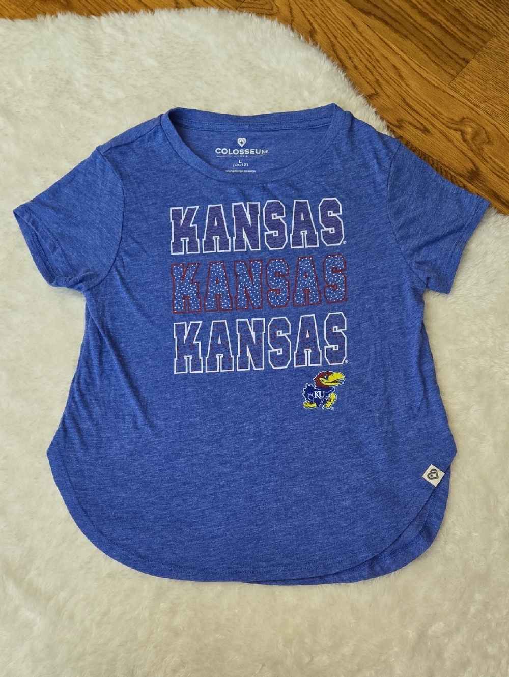 Colosseum KU Short Sleeve Shirt, Girls Size Large